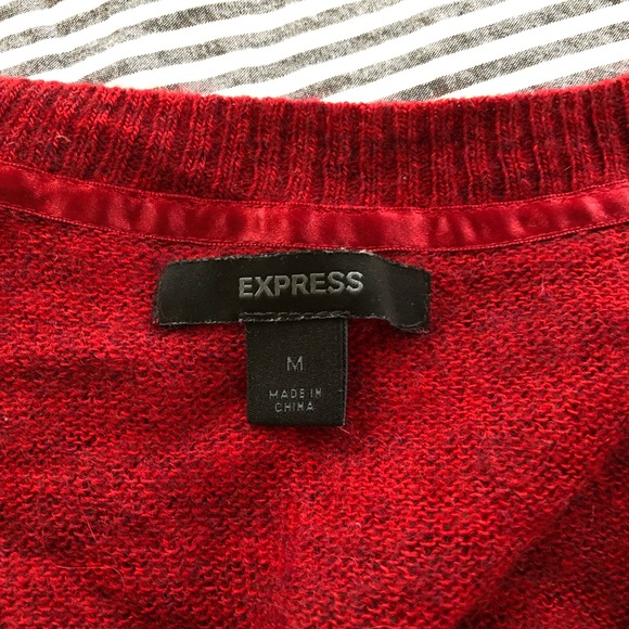 Burgundy Merino/ Alpaca /Mohair Deep V sweater - Picture 6 of 7